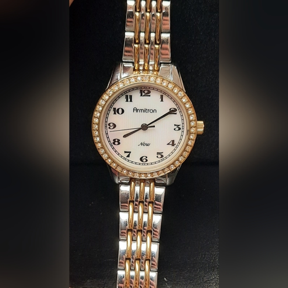 Armitron Now Crystal Surround Womens Two Toned Link Watch